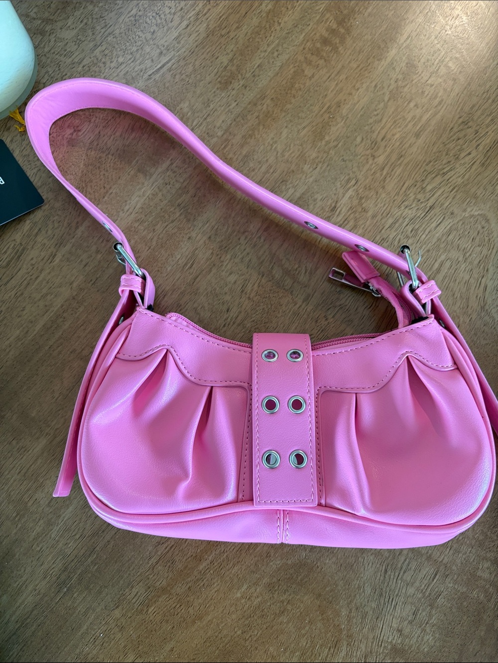 Pink Women's Shoulder Bag - Classic Pleated Design